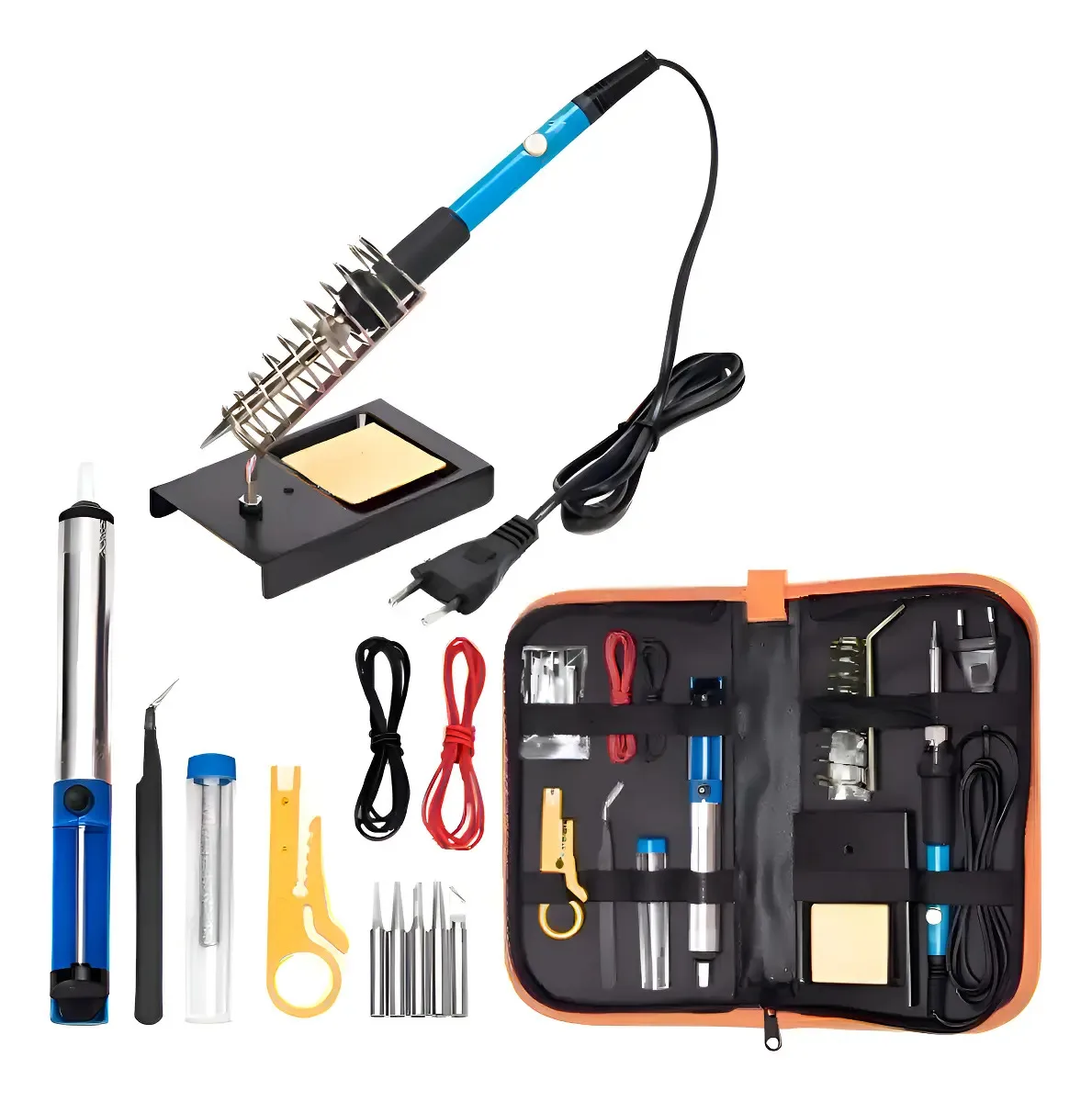 Kit Soldador de Estaño Eléctrico 60w Tipo Lápiz Temperatura Ajustable Genérica